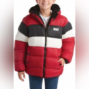 DKNY toddler Boys' Winter Jacket-Heavyweight Sherpa Lined Bubble Puffer Coat 5-6